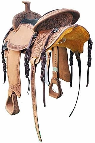 BNB International Western Barrel Racing Horse Saddles Trail Equestrian Pony & Adult Classic Quality Premium Leather for Horse Riding Size:10-18 inches Seat Available BRL278