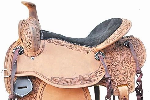 BNB International Western Barrel Racing Horse Saddles Trail Equestrian Pony & Adult Classic Quality Premium Leather for Horse Riding Size:10-18 inches Seat Available BRL278