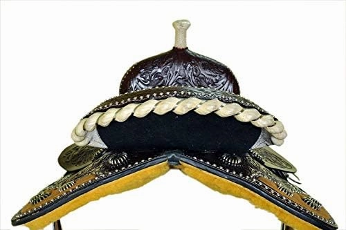BNB International Western Barrel Racing Horse Saddles Trail Equestrian Pony & Adult Classic Quality Premium Leather for Horse Riding Size:10-18 inches Seat Available BRL280