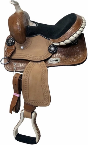 BNB International Western Barrel Racing Horse Saddles Trail Equestrian Pony & Adult Classic Quality Premium Leather for Horse Riding Size:10-18 inches Seat Available BRL291