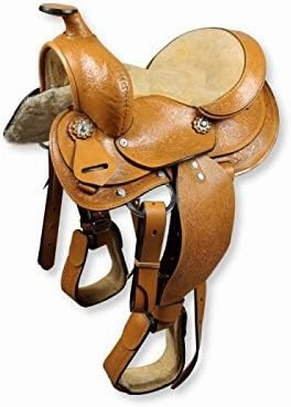 BNB International Western Barrel Racing Horse Saddles Trail Equestrian Pony & Adult Classic Quality Premium Leather for Horse Riding Size:10-18 inches Seat Available BRL302
