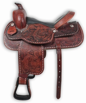 BNB International Western Barrel Racing Horse Saddles Trail Equestrian Pony & Adult Classic Quality Premium Leather for Horse Riding Size:10-18 inches Seat Available BRL310