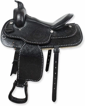 BNB International Western Barrel Racing Horse Saddles Trail Equestrian Pony & Adult Classic Quality Premium Leather for Horse Riding Size:10-18 inches Seat Available BRL311