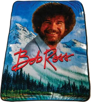 Bob Ross Design Soft Throw Size Fleece Plush Blanket - Fluffy, Warm, Fuzzy & Cozy – 100% Silk-Feel Polyester Perfect for Outdoor or Indoor Bed, Sofa or Couch While Watching TV/Movies - 45 x 60 Inches