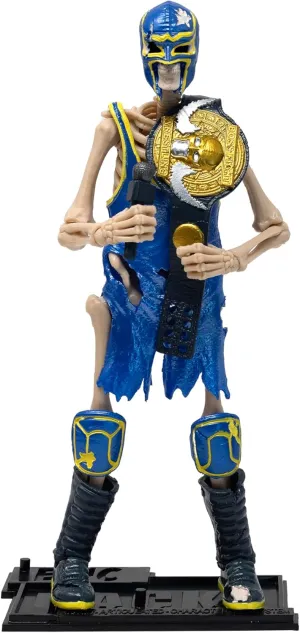 Boss Fight Studio Epic H.A.C.K.S. Bonesault Skeleton Action Figure – Highly Articulated Collectible Figurine with Accessories – Microphone, Bat, Championship Belt, Alternate Head, and Stand – 1:12