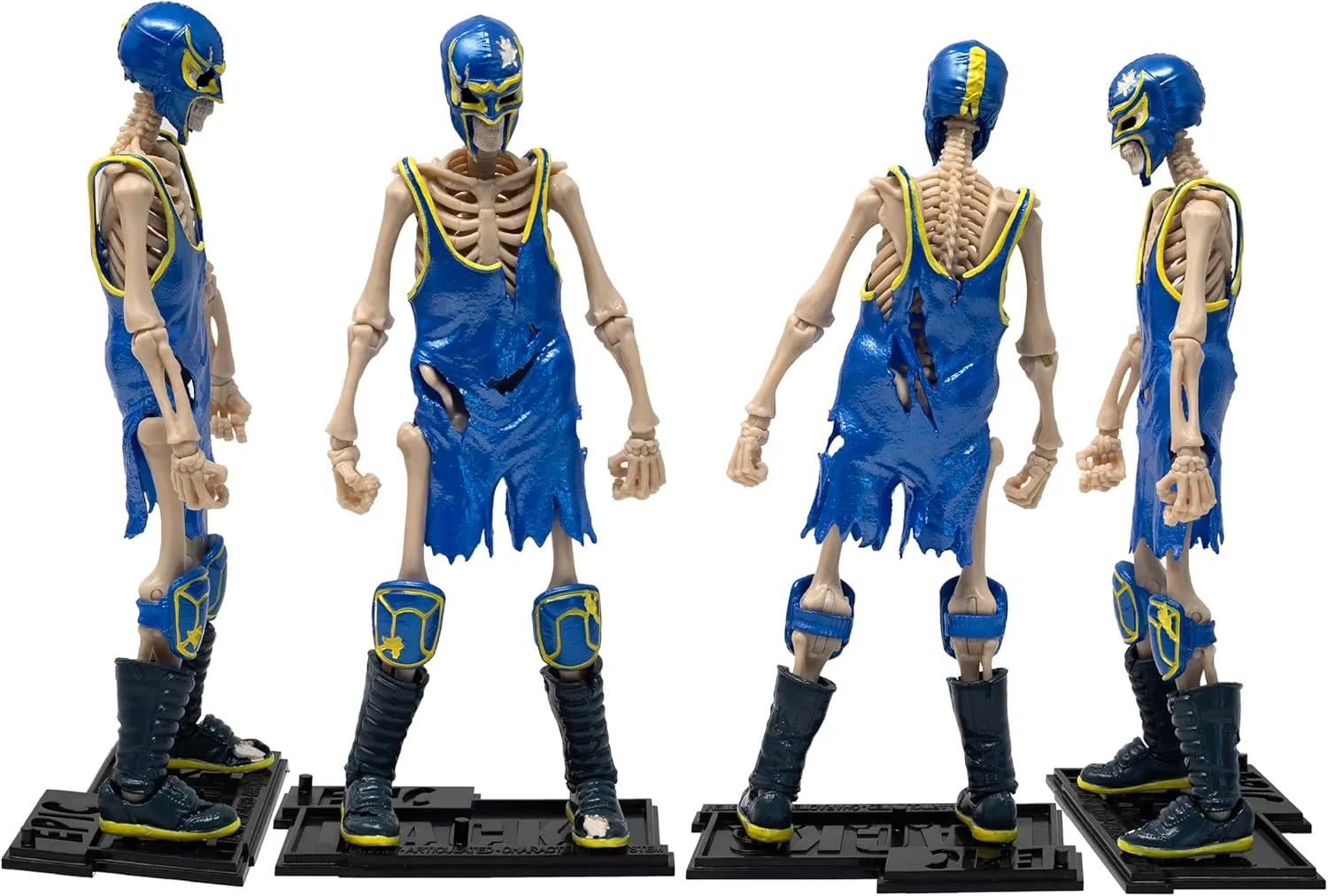Boss Fight Studio Epic H.A.C.K.S. Bonesault Skeleton Action Figure – Highly Articulated Collectible Figurine with Accessories – Microphone, Bat, Championship Belt, Alternate Head, and Stand – 1:12