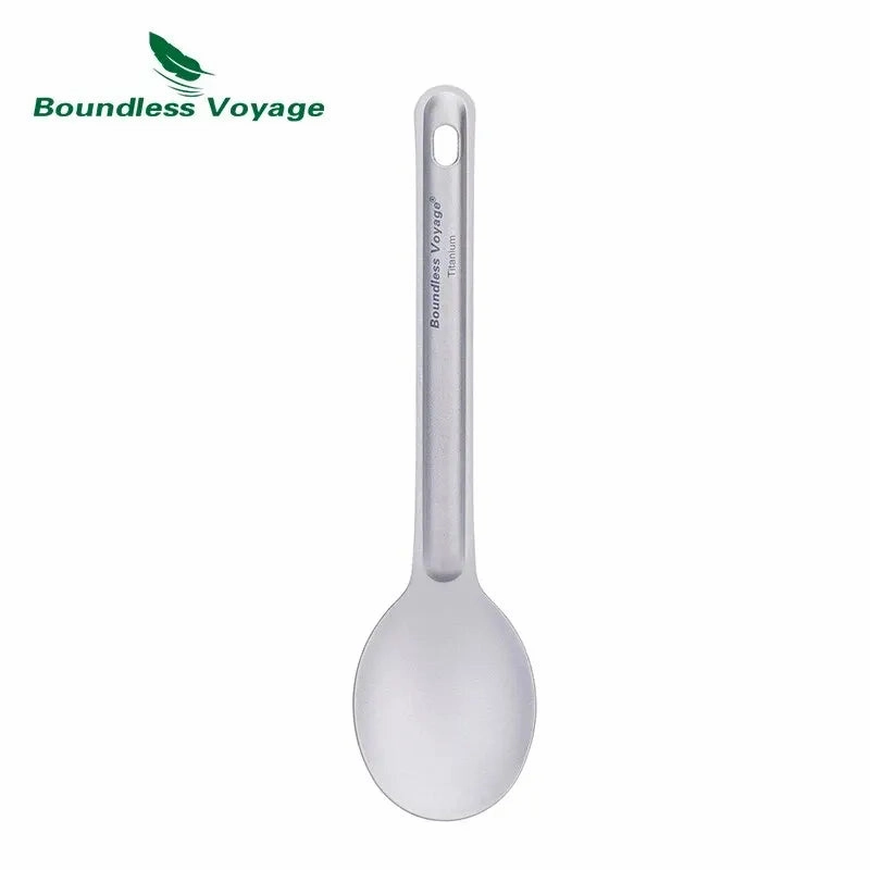 BOUNDLESS VOYAGE Titanium Cutlery Set – Lightweight Reusable Spoon & Spork for Camping & Travel