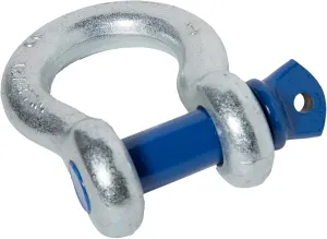 Bow Shackle 1" inch D-Ring 51 Ton 102000 Lbs Maximum Break Strength WLL Working Load Limit 8.5 Tons 18700 lbs 1-1/8' Screw Pin Heavy Duty Lifting Rigging Recovery (Galvanized/Blue)