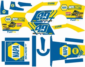 Brad Sweet NAPA themed Traxxas Modified / Mudboss Remote Control Car Wrap With Gloss Laminate