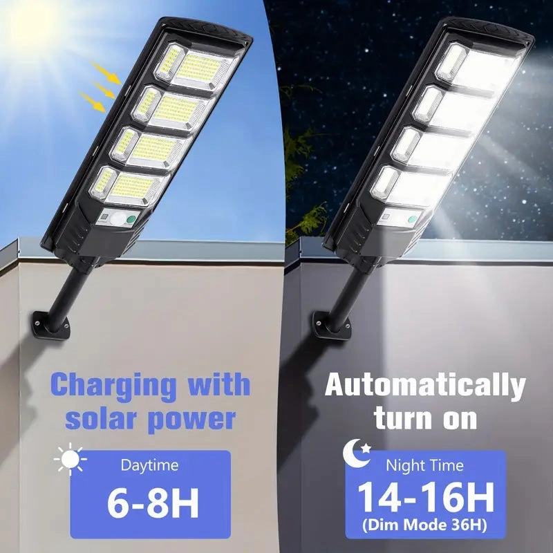 Bright Solar Street Light with Wide Angle Motion Sensor and Remote Control
