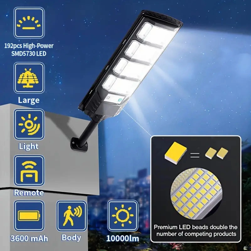 Bright Solar Street Light with Wide Angle Motion Sensor and Remote Control