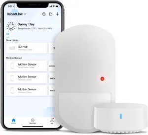 BroadLink Smart Motion Sensor, PIR for Home Automation, Works with IFTTT and Alexa Routines. Wireless Trigger Smart Home Devices and Scenes, Occupancy Lighting, S3 hub Included