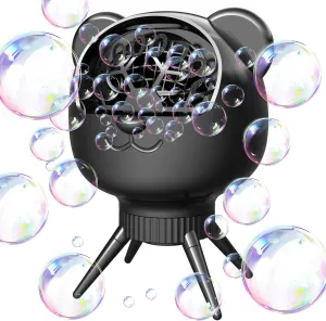 Bubble Machine for Toddlers Kids, 18 Wands 500ml Tank Rechargeable Bubble Maker, 30000  Bubbles/Min 2 Speeds Auto-Rotating Portable Bubble Blower for Indoor/Outdoor Parties, Birthday, Wedding (Black)