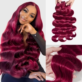 Burgundy Bundles Human Hair 4 Bundles 18 20 22 24 Inch Hair Extensions Burgundy Body Wave Human Hair Bundles 100% Unprocessed Brazilian Virgin Hair Quick Weave Red 99J
