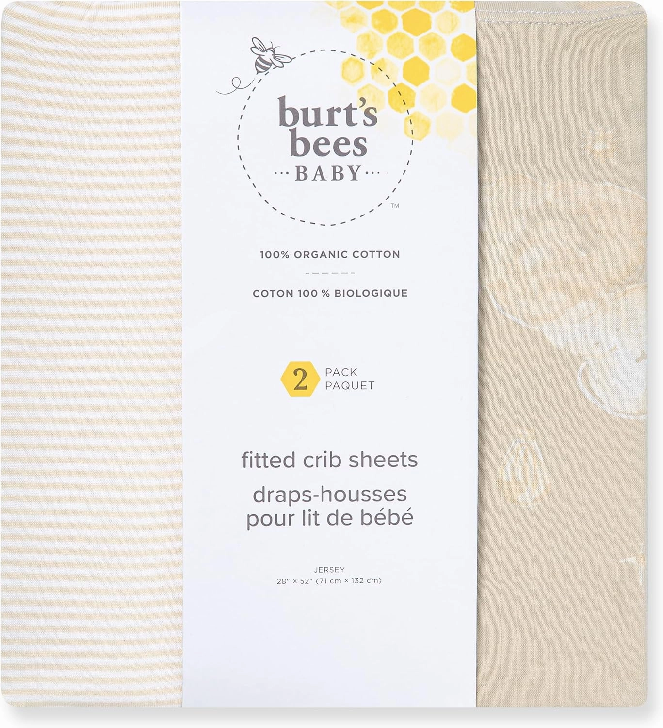 Burt's Bees Baby Essential Organic Cotton Fitted Crib Sheet, Breathable for Boy Girl Standard Crib & Toddler Mattresses