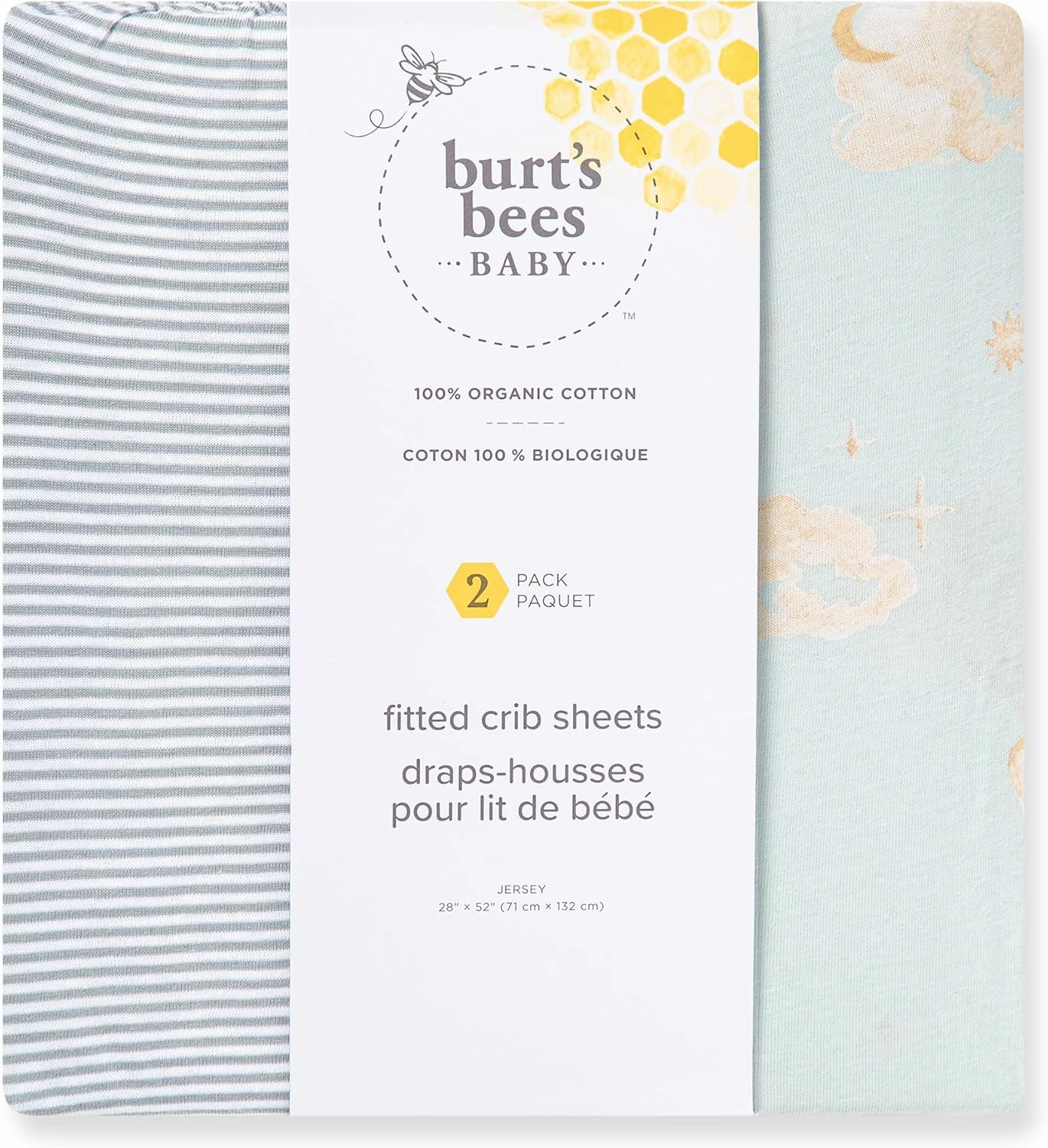 Burt's Bees Baby Essential Organic Cotton Fitted Crib Sheet, Breathable for Boy Girl Standard Crib & Toddler Mattresses