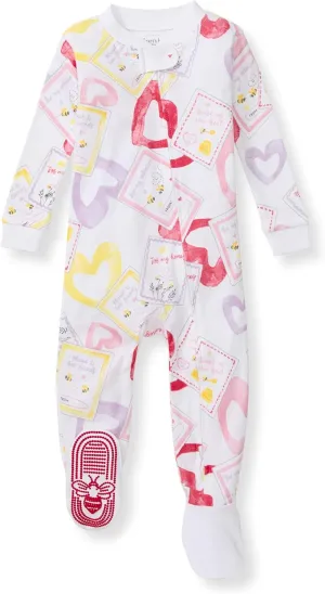 Burt's Bees Baby Baby Girls' Organic Cotton Zip-Front Non-Slip Footed Sleeper Pajamas