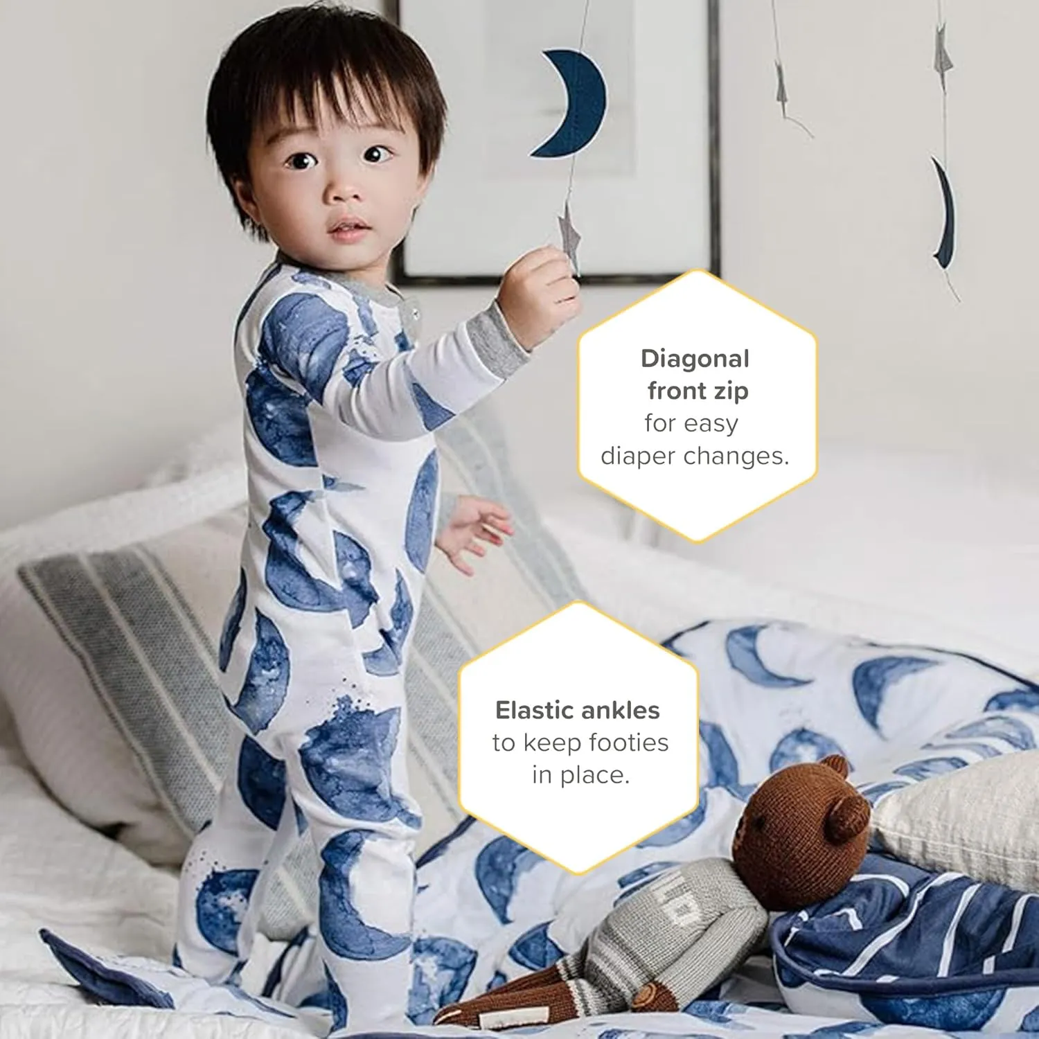 Burt's Bees Baby Boys' Pajamas, Zip-Front Non-Slip Footed Sleeper, Organic Cotton