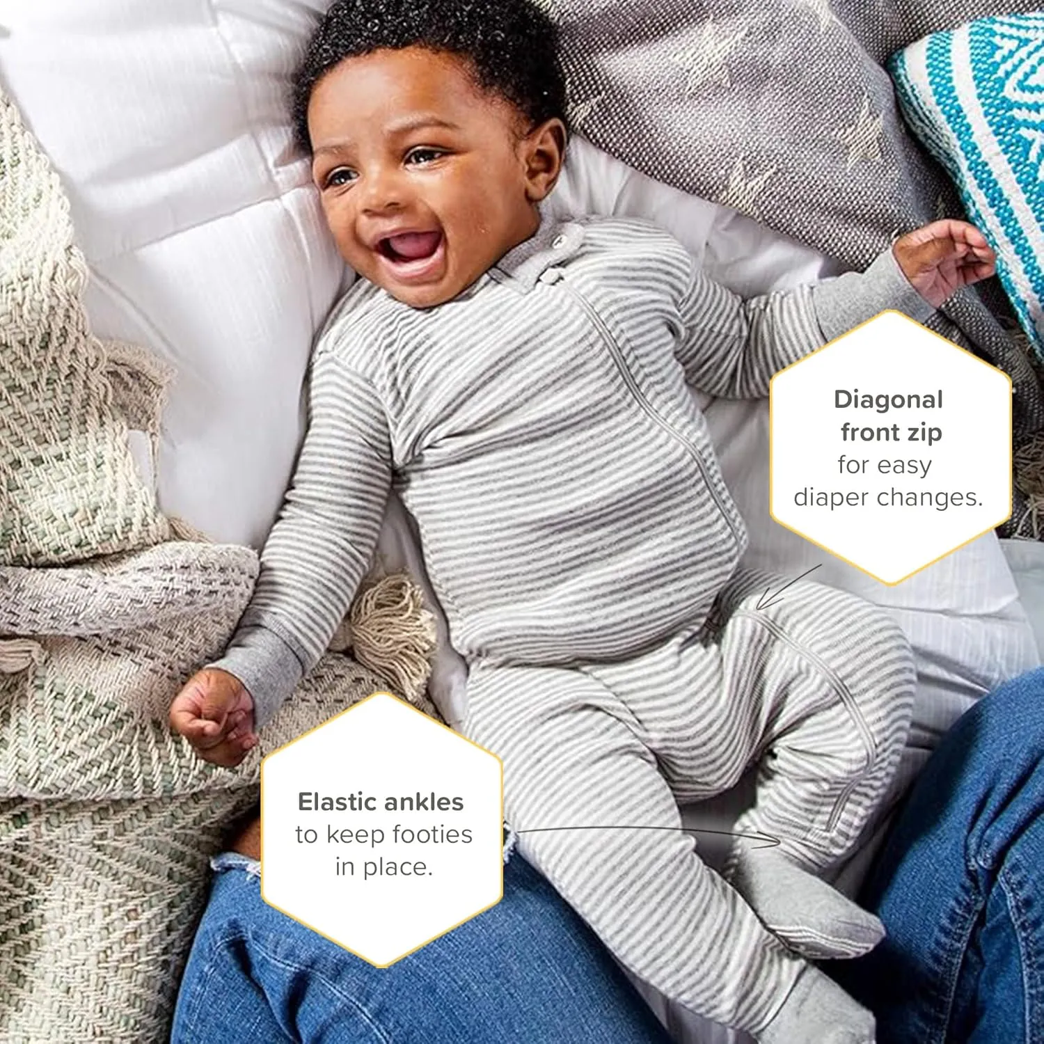 Burt's Bees Baby Boys' Pajamas, Zip-Front Non-Slip Footed Sleeper, Organic Cotton