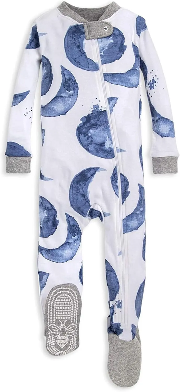 Burt's Bees Baby Boys' Pajamas, Zip-Front Non-Slip Footed Sleeper, Organic Cotton