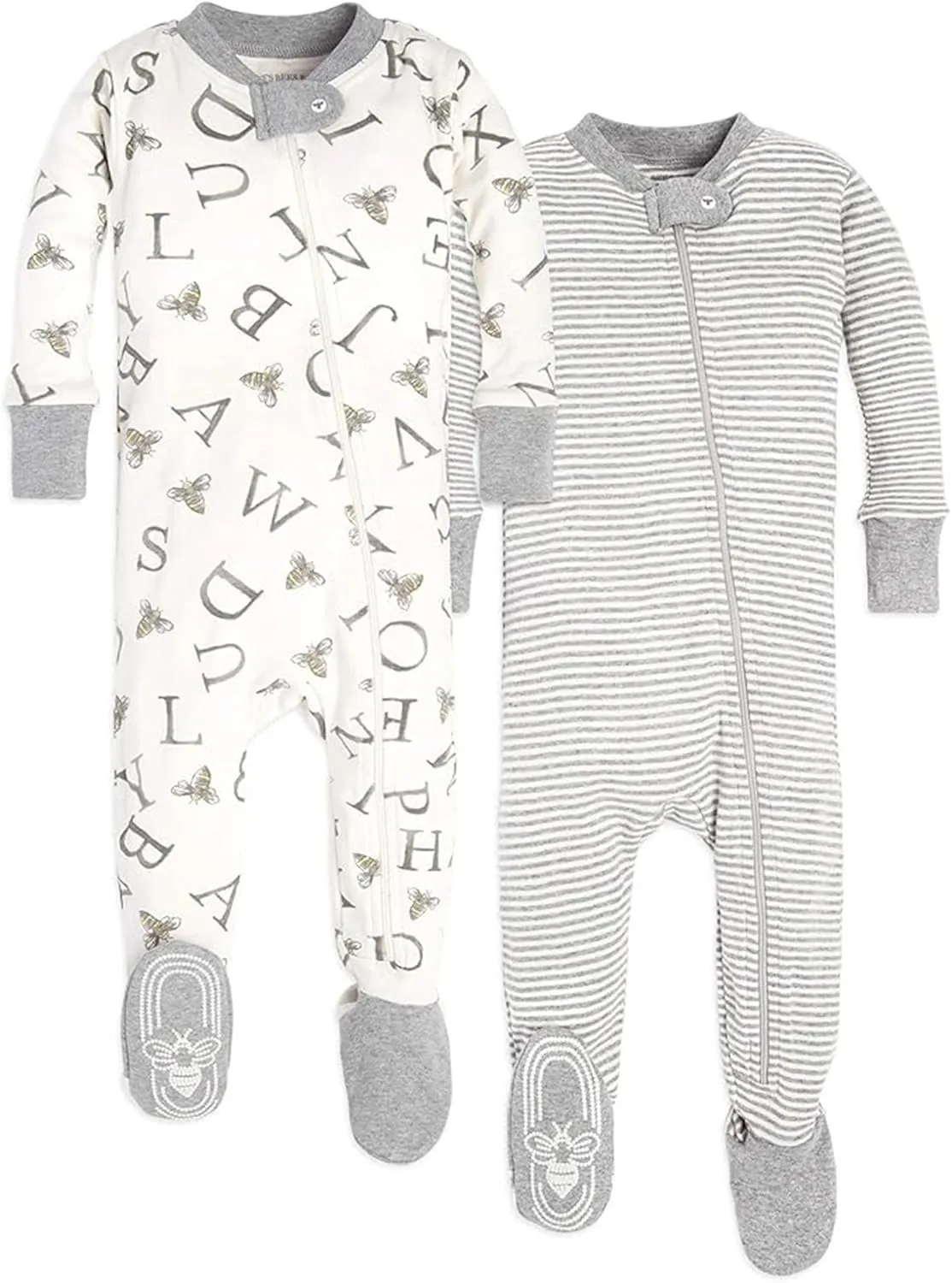 Burt's Bees Baby Boys' Pajamas, Zip-Front Non-Slip Footed Sleeper, Organic Cotton