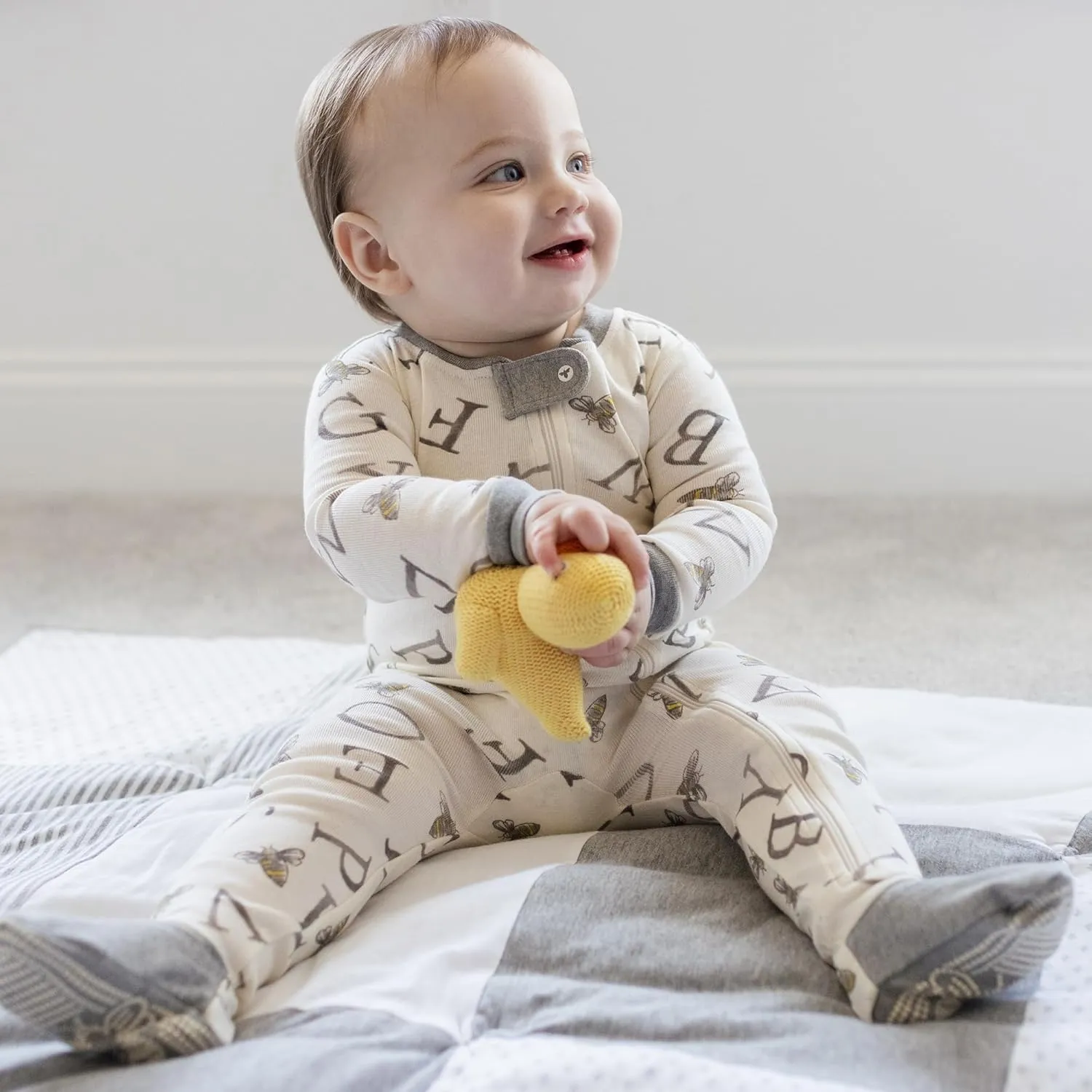 Burt's Bees Baby Boys' Pajamas, Zip-Front Non-Slip Footed Sleeper, Organic Cotton
