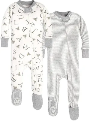 Burt's Bees Baby Boys' Pajamas, Zip-Front Non-Slip Footed Sleeper, Organic Cotton