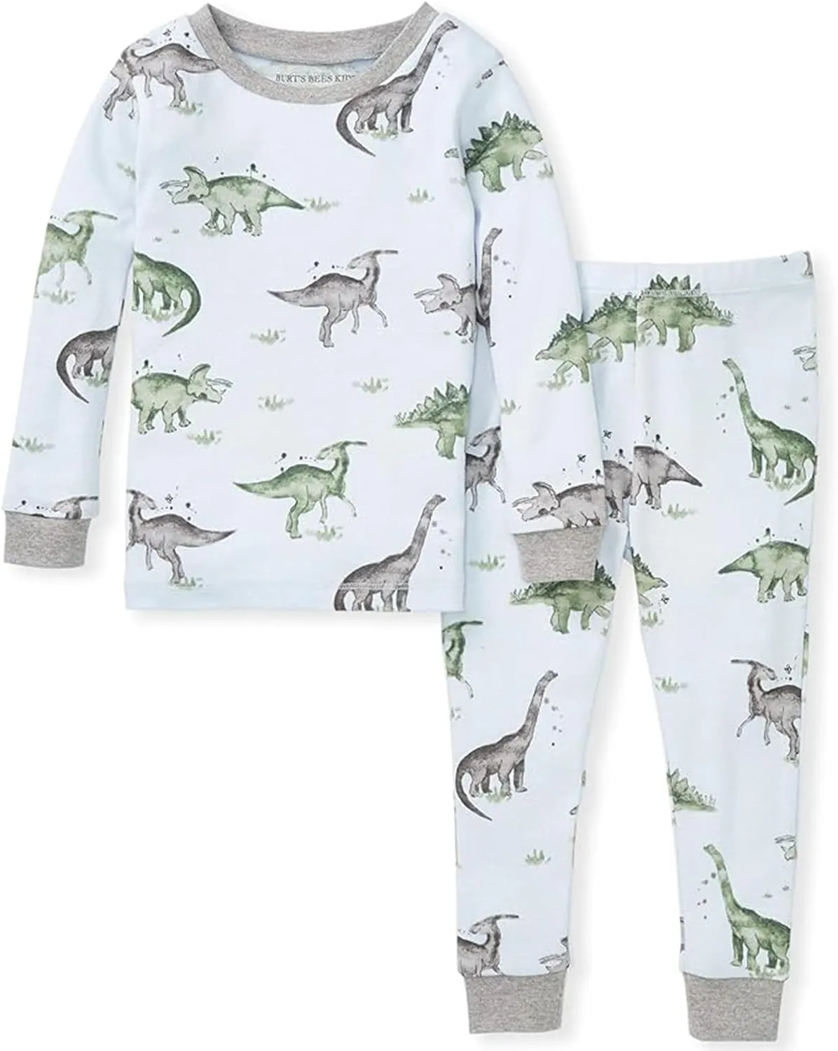 Burt's Bees Baby Infant, Little and Big Boys' 2-Piece Long Sleeve Tee and Pants Cotton Pajama Set