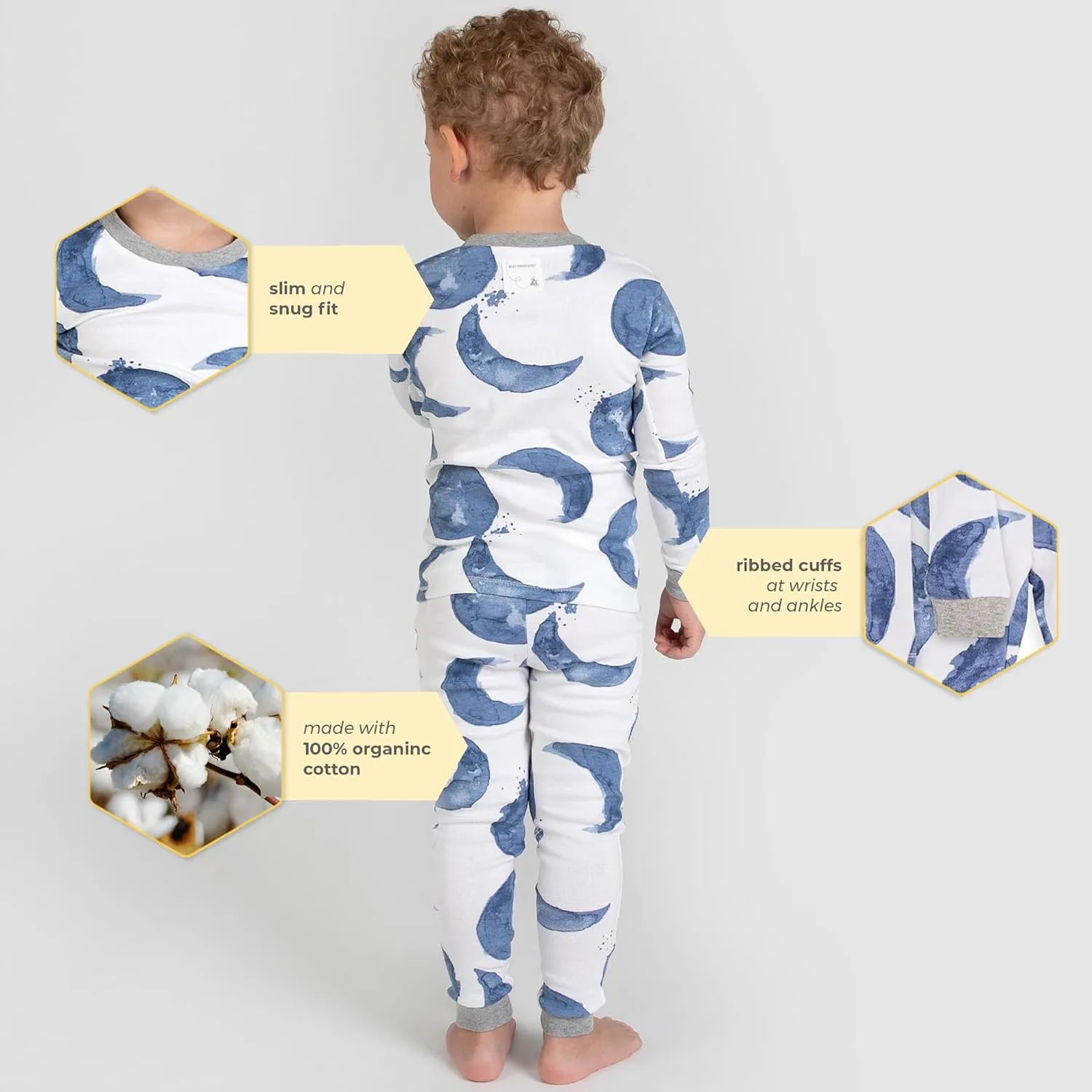 Burt's Bees Baby Infant, Little and Big Boys' 2-Piece Long Sleeve Tee and Pants Cotton Pajama Set