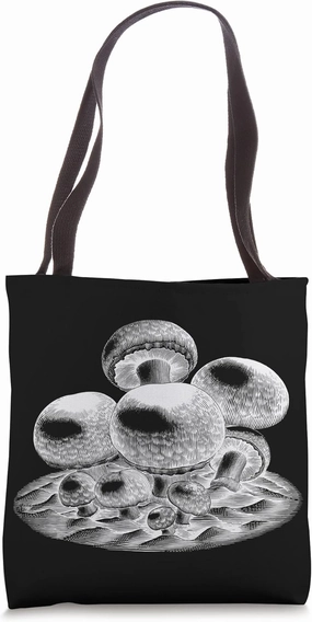 Button Edible Mushrooms Fungi Foraging Cottagecore Vintage Tote Bag
