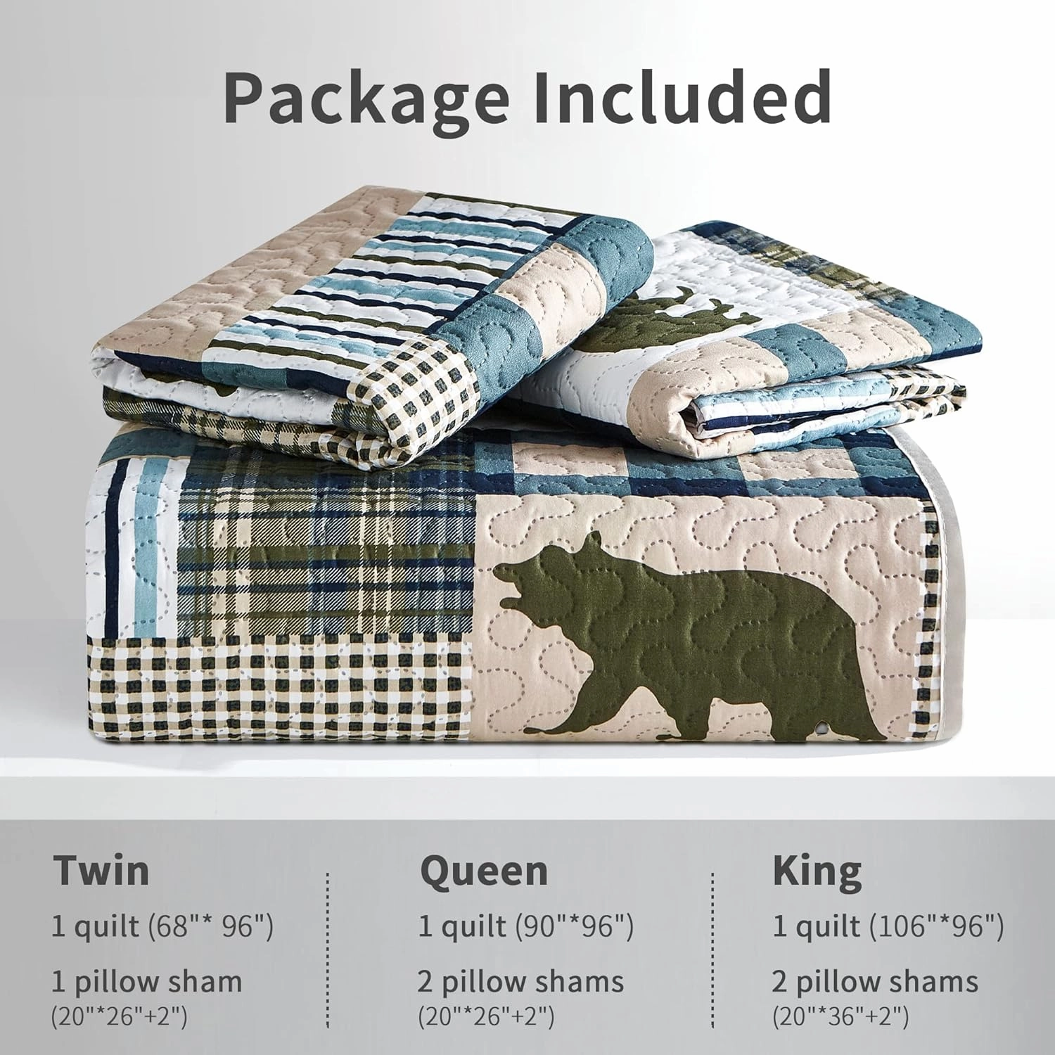 Cabin Quilt Set Queen, Christmas Rustic Quilt Coverlet Bed Set, 3-Piece Lightweight Reversible All Season Quilt Set, Lodge Bedspread Quilt with 2 Shams