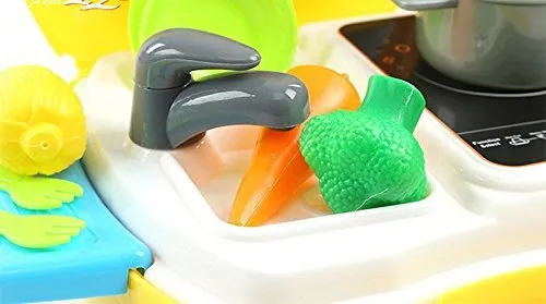 Cable World Plastic Luxury Kitchen Set Cooking Toy with Briefcase and Accessories (Yellow)