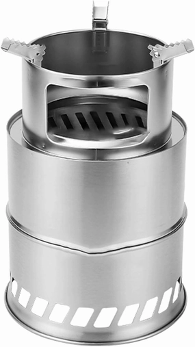 Camp Stove Wood，Portable Wood Stove，Split Foldable Camping 201 Stainless Steel Woodstove, Small Size, Light Weight, Easy to Carry, for Backyard Barbecue/Outdoor Camping(Large)