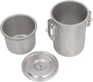 Camping Cooking Pot with Lid, 304 Stainless Steel Steaming and Boiling Multifunction Portable Camping Pot with Buckle for Outdoor Camping