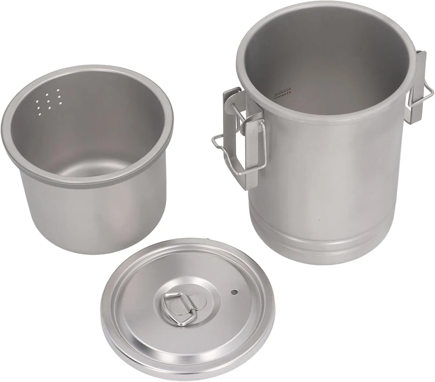 Camping Cooking Pot with Lid, 304 Stainless Steel Steaming and Boiling Multifunction Portable Camping Pot with Buckle for Outdoor Camping
