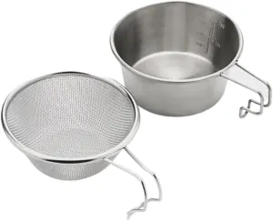 Camping Cookware 304 Stainless Steel Filter Camping Portable Net Fishing Outdoor Supplies Picnic Tool Set Survival Gear