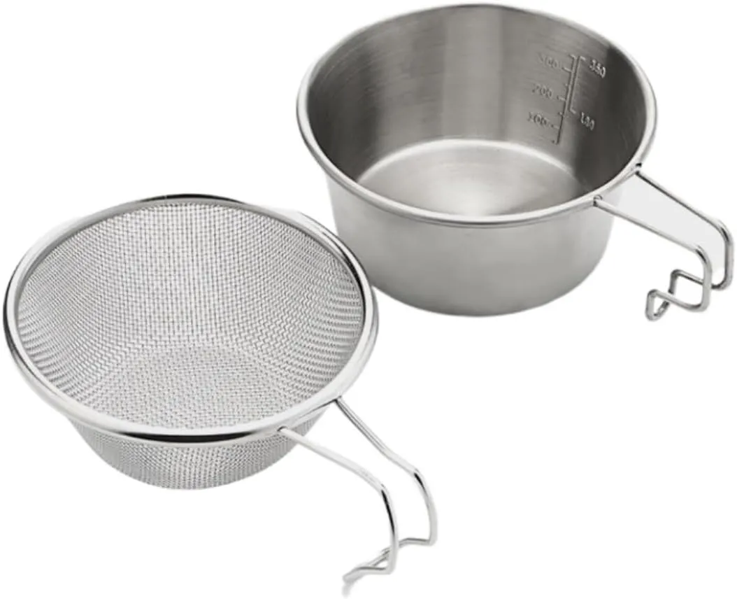 Camping Cookware 304 Stainless Steel Filter Camping Portable Net Fishing Outdoor Supplies Picnic Tool Set Survival Gear