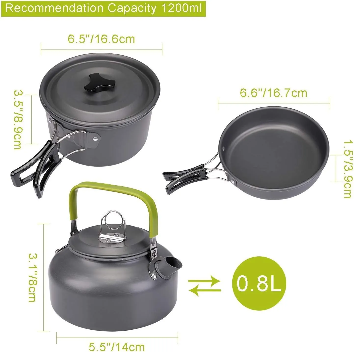 Camping Cookware Kit, Non-Stick Lightweight Pots Pan Set, Cookware Backpacking Kit for Camping Backpacking Outdoor Cooking and Picnic (Color : Orange)