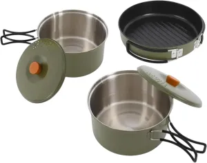 Camping Cookware Mess Kit, Foldable Stainless Steel Campfire Cooking Pots and Pans for Home RV Boat Camping Hiking and Picnic