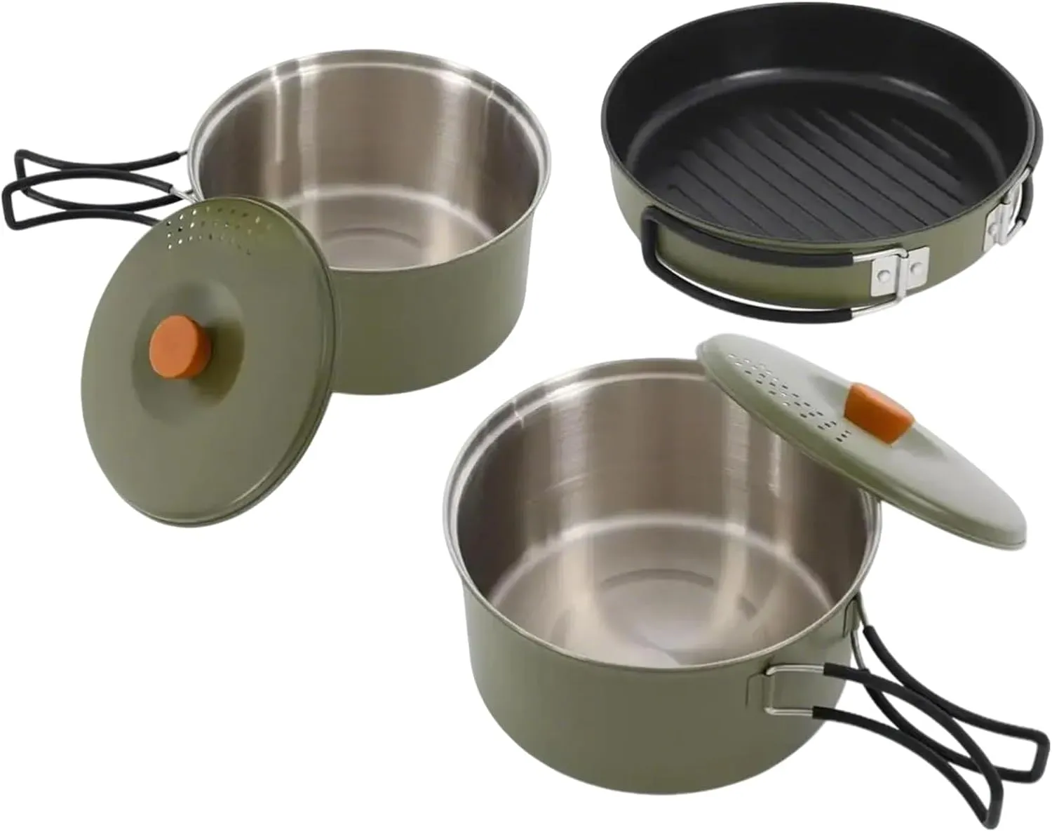Camping Cookware Mess Kit, Foldable Stainless Steel Campfire Cooking Pots and Pans for Home RV Boat Camping Hiking and Picnic