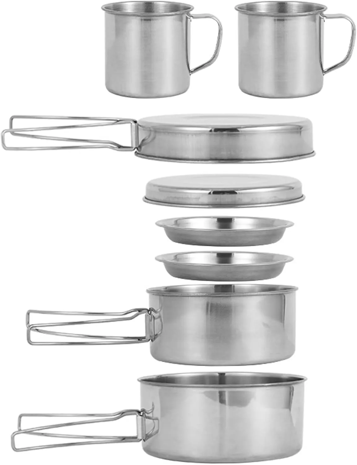 Camping Cookware Mess Kit,Camping Cooking Set for 3-4 People, Stainless Steel Camping Pots and Pans Set, Stackable Lightweight Camp Cooking Set for Outdoor Backpacking Camping Hiking Picnic