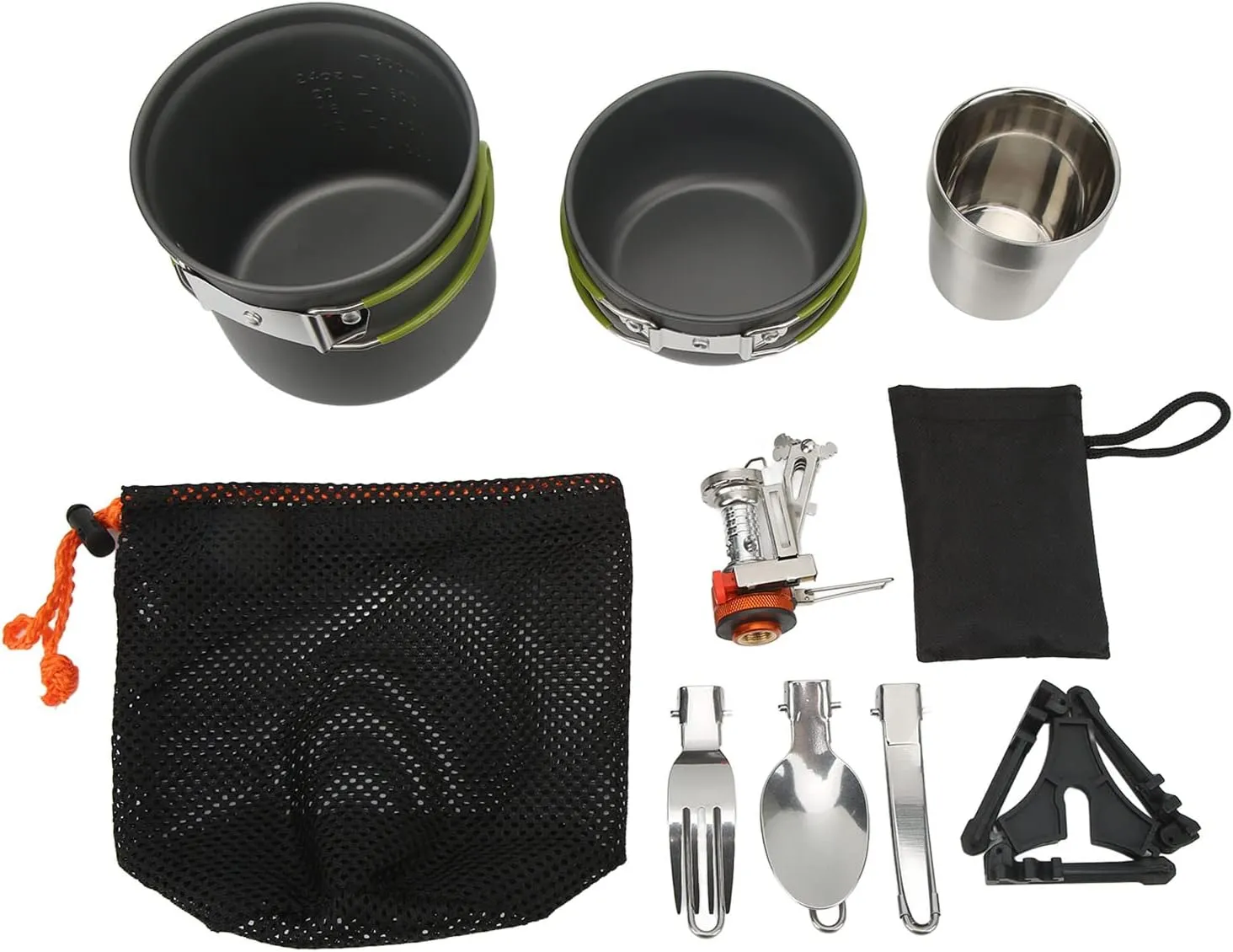 Camping Cookware Set 12 in 1 | Portable Outdoor Stove & Pots for Hiking/Backpacking/Picnic | 3000W Fast Heating & Windproof | Foldable Utensils & Lightweight Aluminum