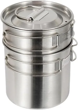 Camping Cookware Set, Compact Stainless Steel Cooking Kit, Lightweight Folding Survival Tools, Perfect for Backpacking, Hiking, Fishing, Outdoor Picnic, Emergencys Preparedness, 10.6x1cm Silver