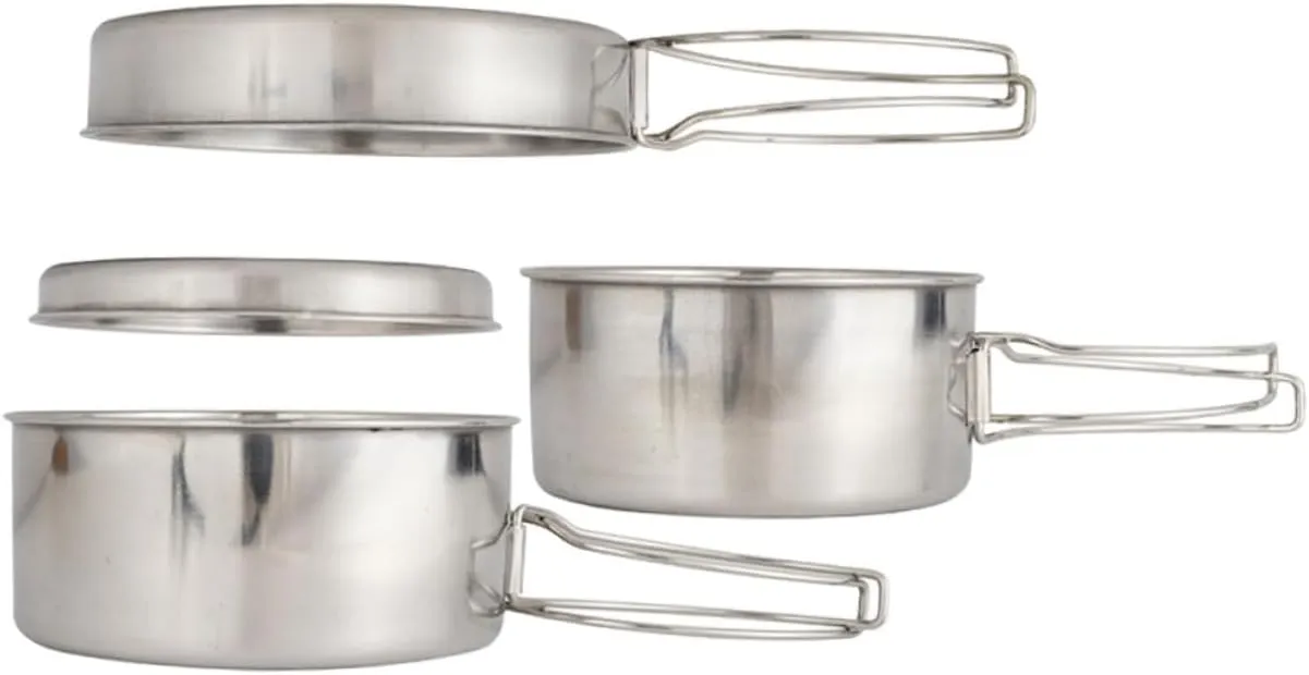 Camping Cookware Set for Campfire Portable 2-3 Person Hiking Cookware Bowl Stainless Steel