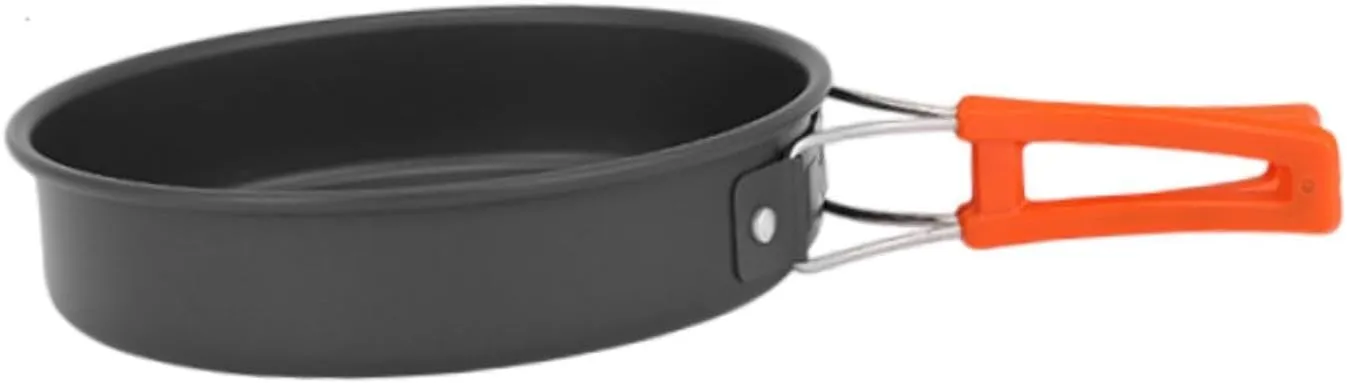Camping Frying Pan Round Cooking Pot Versatile Folding Handle Non-Stick Frying Pan Camping Skillet for Picnic Backpacking, S