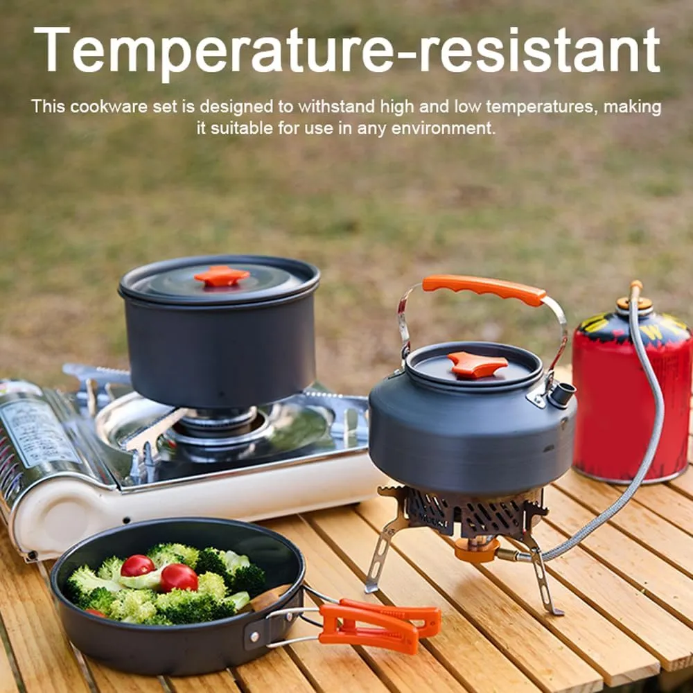 Camping Hiking Cookware Set Portable Picnic Alumina Pot Frying Pan Set Travel Cooking Accessory for Camping Hiking