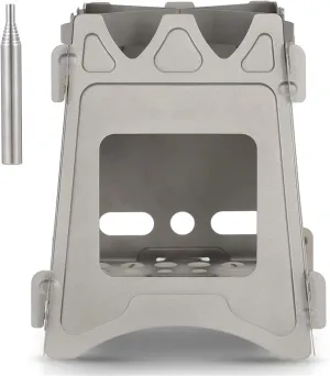 Camping Wood Stove Portable Folding Camping Wood Stove Lightweight Titanium Wood Burning Backpacking Stove Convenient Storage (Color : Silver, Size : One Size) (Silver One Size)