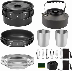 Camping Cooking Sets Cookware Pot Pan Cups Plates Forks Spoons Cooker for Outdoor Picnic Hiking Camping Cooking Sets