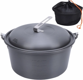 Camping Cookware Mess Kit, 5L Large Capacity Outdoor Picnic Pot, Portable Camping Cookware Kit, Outdoor Cookware for Barbecue Cooking Boiling Steaming Grilling