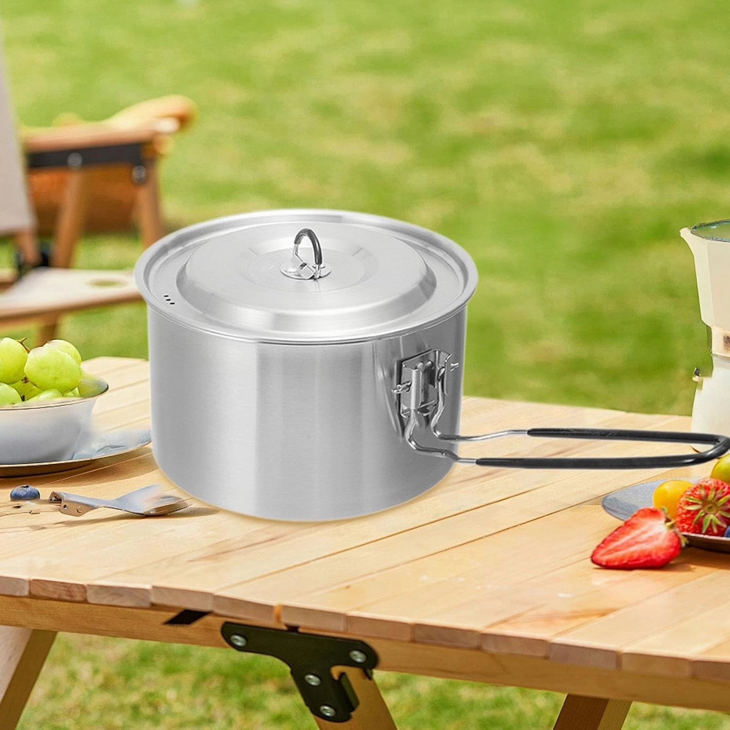 Camping Pot Cooking Pot Easy to Clean Practical Lightweight Cookware Stockpot for Barbecue Explorers Travel Beach Picnics